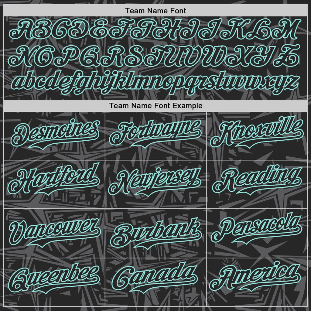 Custom Black Steel Gray-Ice Blue Geometric Cyber Starburst Authentic Baseball Jersey