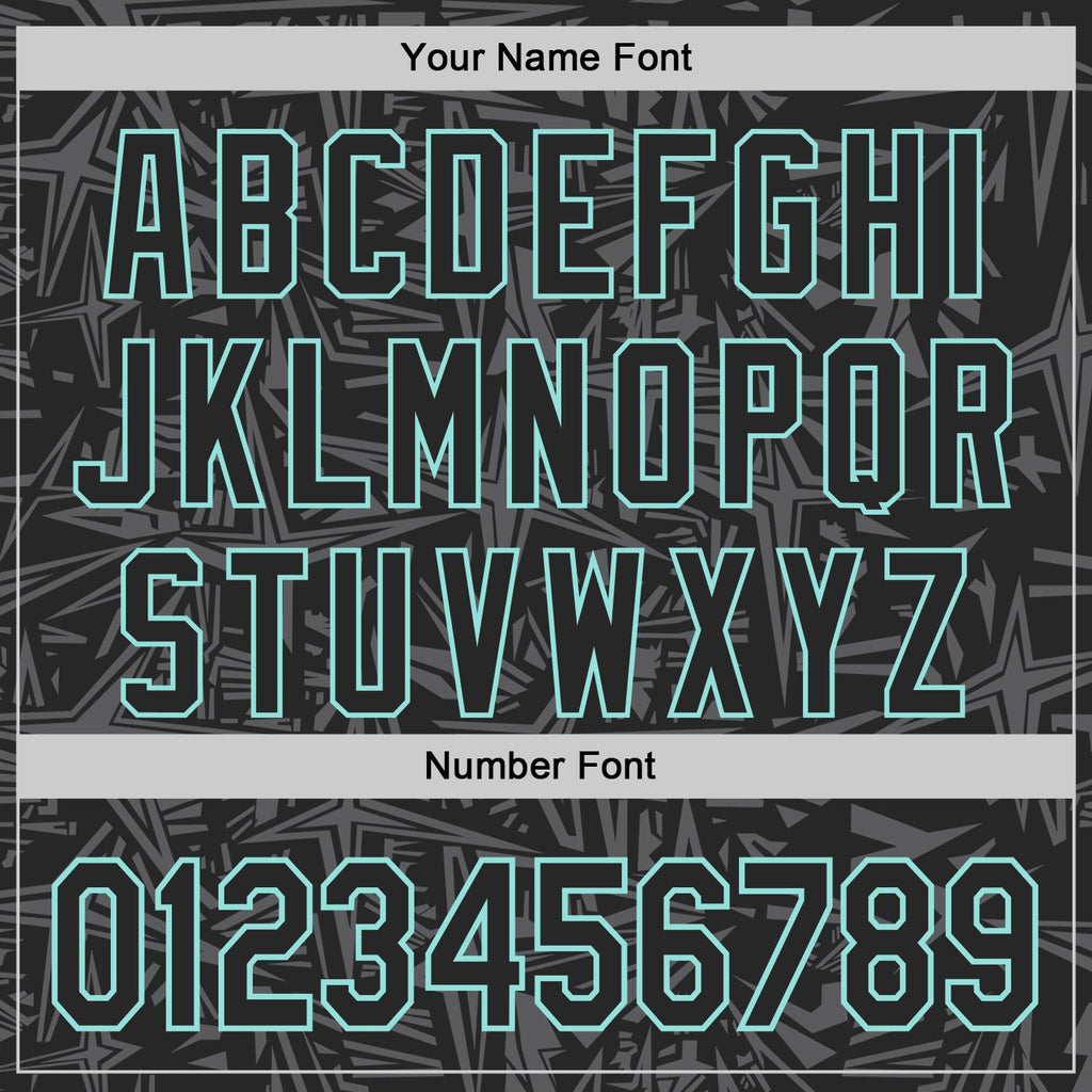 Custom Black Steel Gray-Ice Blue Geometric Cyber Starburst Authentic Baseball Jersey