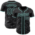 Custom Black Steel Gray-Ice Blue Geometric Cyber Starburst Authentic Baseball Jersey
