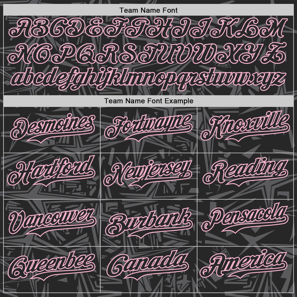 Custom Black Steel Gray-Light Pink Geometric Cyber Starburst Authentic Baseball Jersey