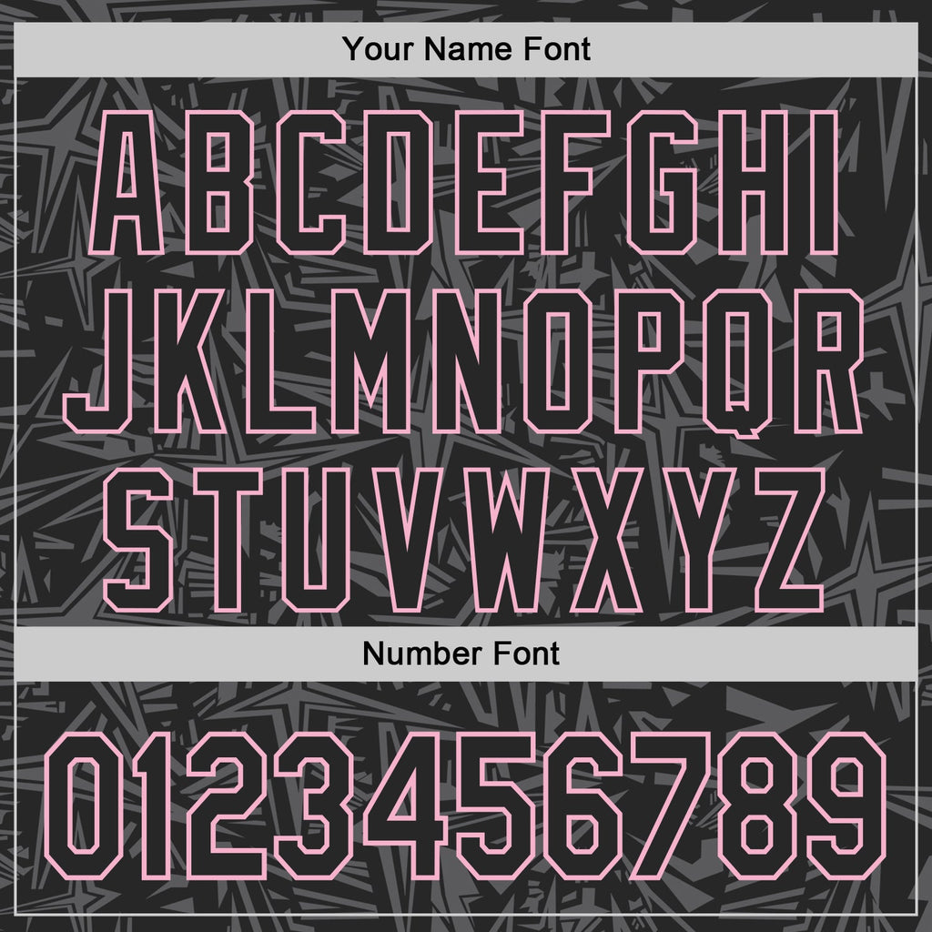 Custom Black Steel Gray-Light Pink Geometric Cyber Starburst Authentic Baseball Jersey