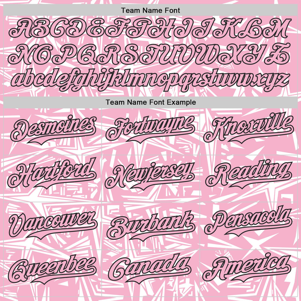 Custom Light Pink White-Black Geometric Cyber Starburst Authentic Baseball Jersey