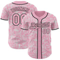 Custom Light Pink White-Black Geometric Cyber Starburst Authentic Baseball Jersey