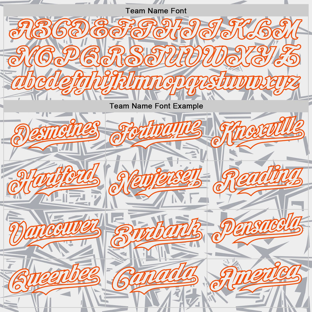 Custom White Gray-Orange Geometric Cyber Starburst Authentic Baseball Jersey