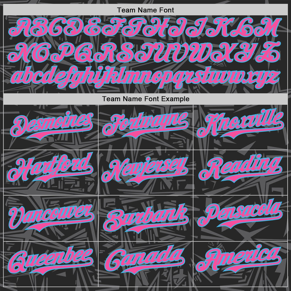 Custom Black Pink Steel Gray-Sky Blue Geometric Cyber Starburst Authentic Baseball Jersey