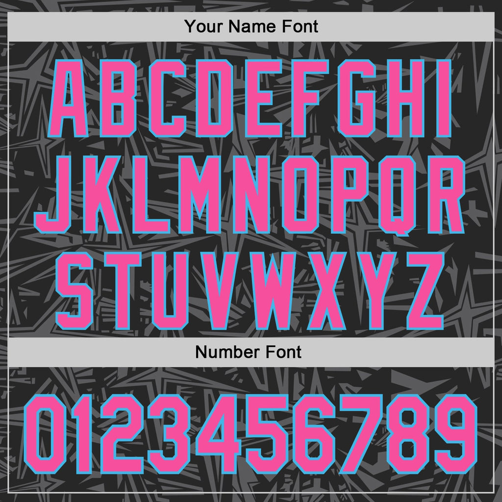 Custom Black Pink Steel Gray-Sky Blue Geometric Cyber Starburst Authentic Baseball Jersey