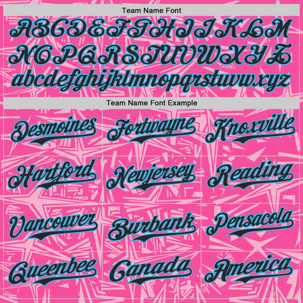Custom Pink Black Light Pink-Sky Blue Geometric Cyber Starburst Authentic Baseball Jersey