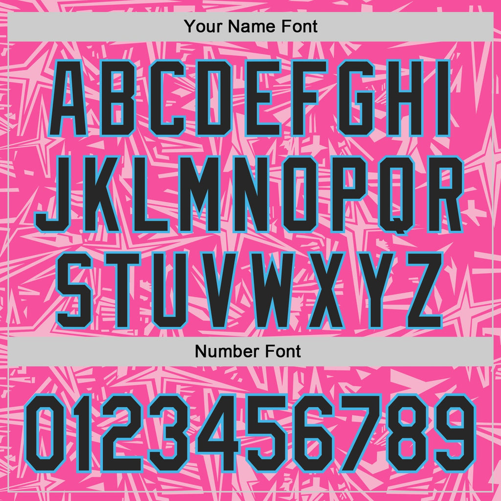 Custom Pink Black Light Pink-Sky Blue Geometric Cyber Starburst Authentic Baseball Jersey
