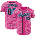 Custom Pink Black Light Pink-Sky Blue Geometric Cyber Starburst Authentic Baseball Jersey