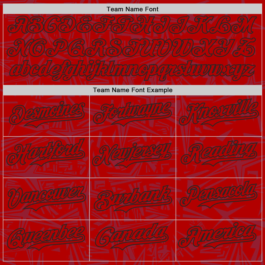Custom Red-Black Geometric Cyber Starburst Authentic Baseball Jersey