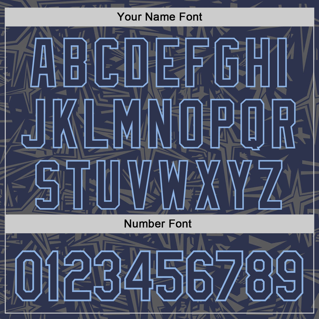 Custom Navy Steel Gray-Light Blue Geometric Cyber Starburst Authentic Baseball Jersey