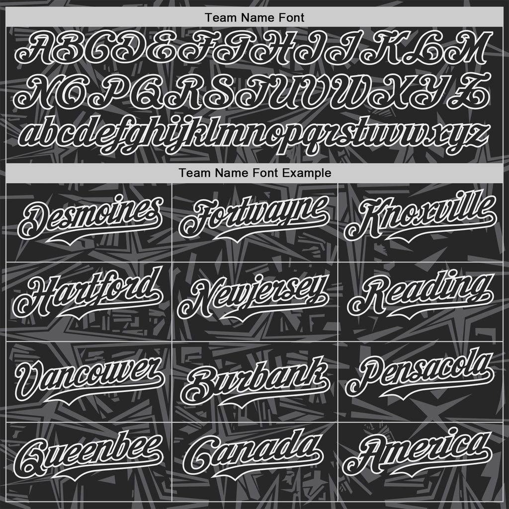 Custom Black Steel Gray-White Geometric Cyber Starburst Authentic Baseball Jersey