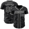 Custom Black Steel Gray-White Geometric Cyber Starburst Authentic Baseball Jersey