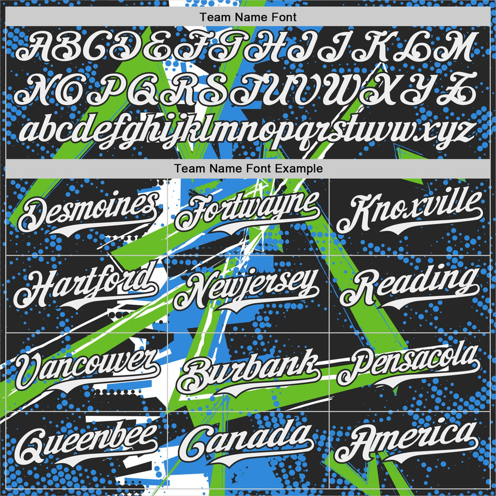 Custom Black White-Aurora Green Geometric Shards Dot Grid Authentic Baseball Jersey