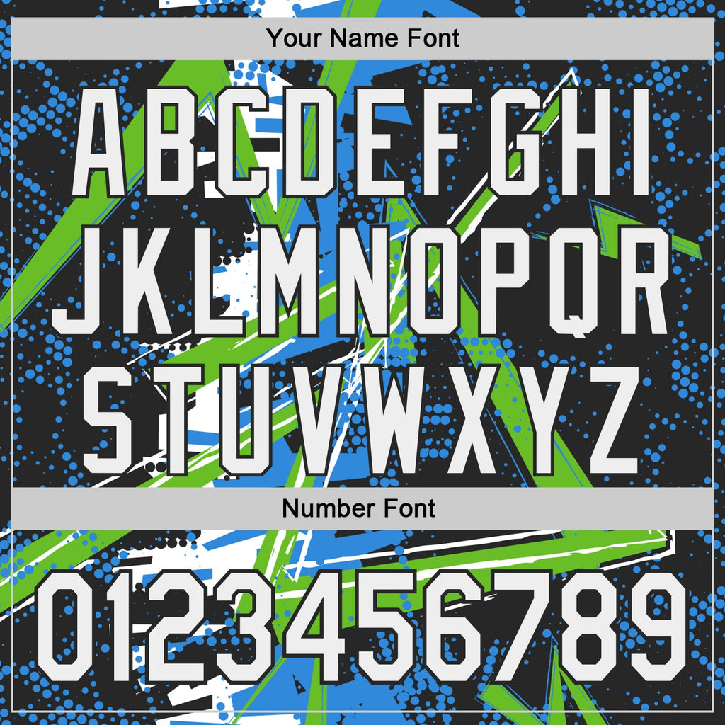 Custom Black White-Aurora Green Geometric Shards Dot Grid Authentic Baseball Jersey