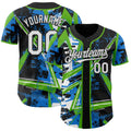 Custom Black White-Aurora Green Geometric Shards Dot Grid Authentic Baseball Jersey