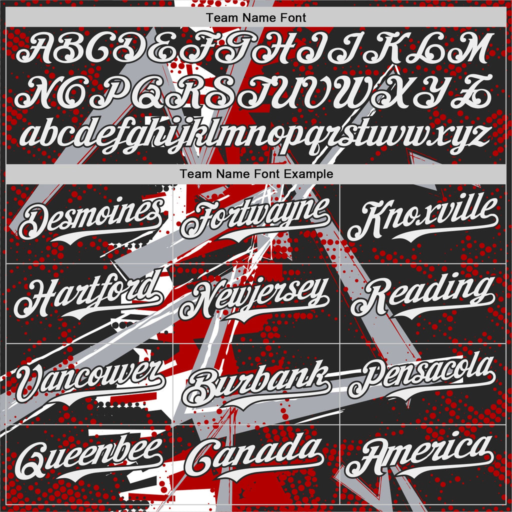 Custom Black White Red-Gray Geometric Shards Dot Grid Authentic Baseball Jersey