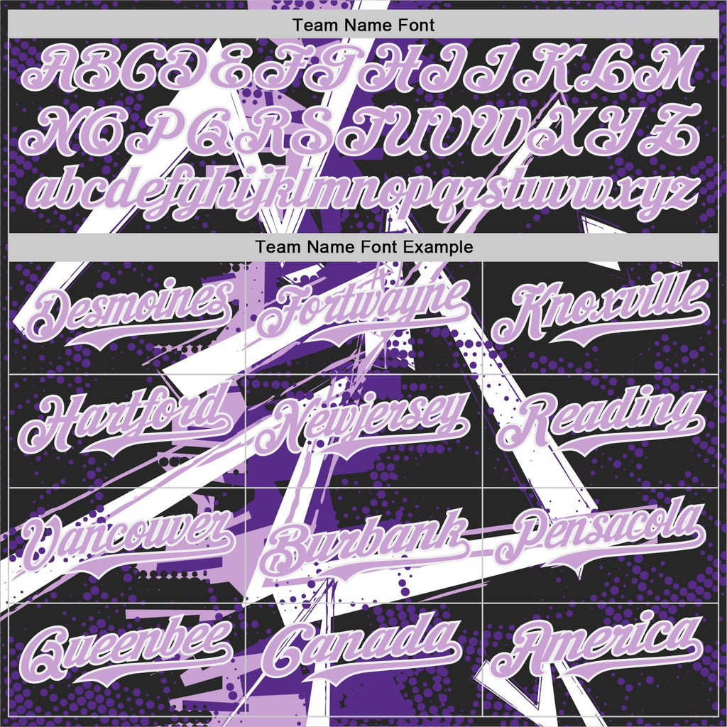Custom Black White-Light Purple Geometric Shards Dot Grid Authentic Baseball Jersey