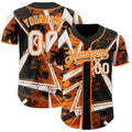 Custom Black White-Bay Orange Geometric Shards Dot Grid Authentic Baseball Jersey