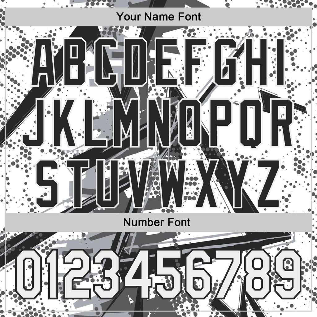 Custom White Gray-Black Geometric Shards Dot Grid Authentic Baseball Jersey