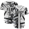 Custom White Gray-Black Geometric Shards Dot Grid Authentic Baseball Jersey