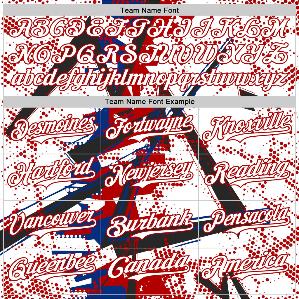 Custom White Black Red-Royal Geometric Shards Dot Grid Authentic Baseball Jersey