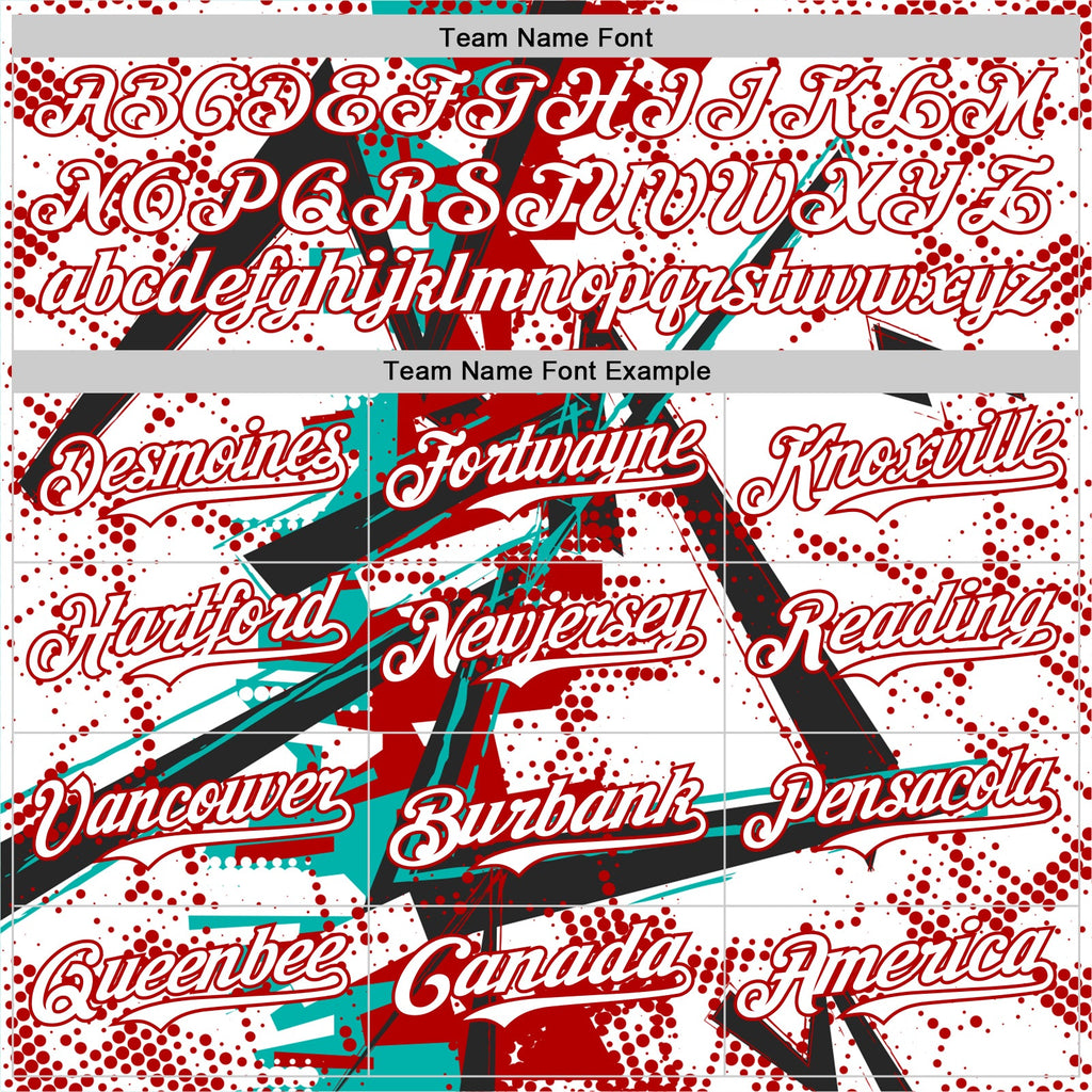Custom White Black Red-Aqua Geometric Shards Dot Grid Authentic Baseball Jersey