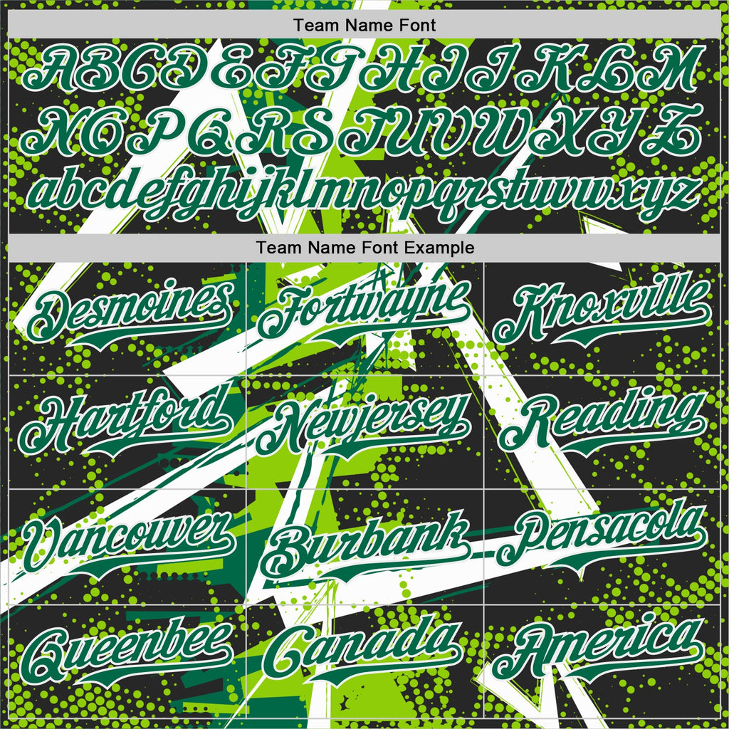 Custom Black White Neon Green-Kelly Green Geometric Shards Dot Grid Authentic Baseball Jersey