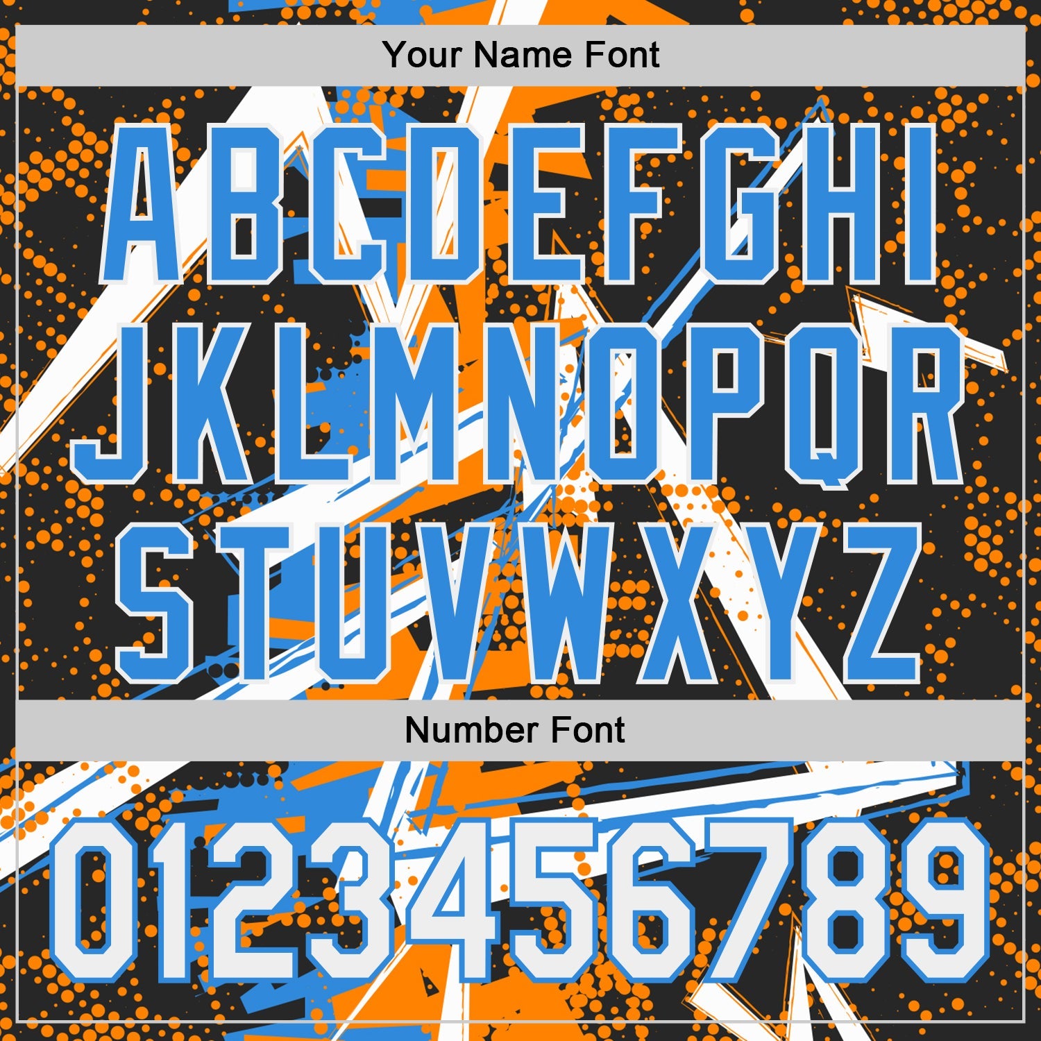 Custom Black White Bay Orange-Electric Blue Geometric Shards Dot Grid Authentic Baseball Jersey