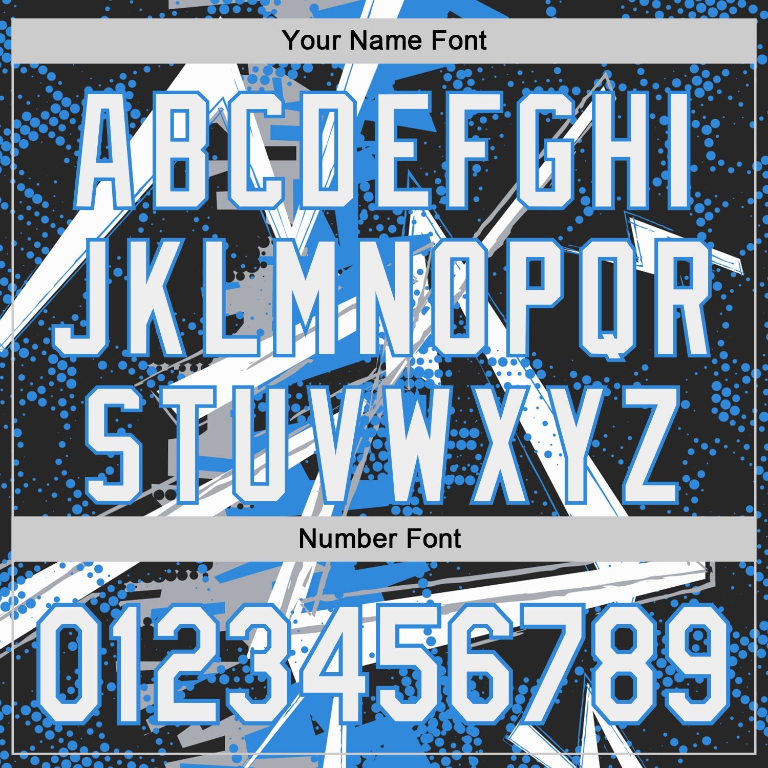 Custom Black White Gray-Electric Blue Geometric Shards Dot Grid Authentic Baseball Jersey