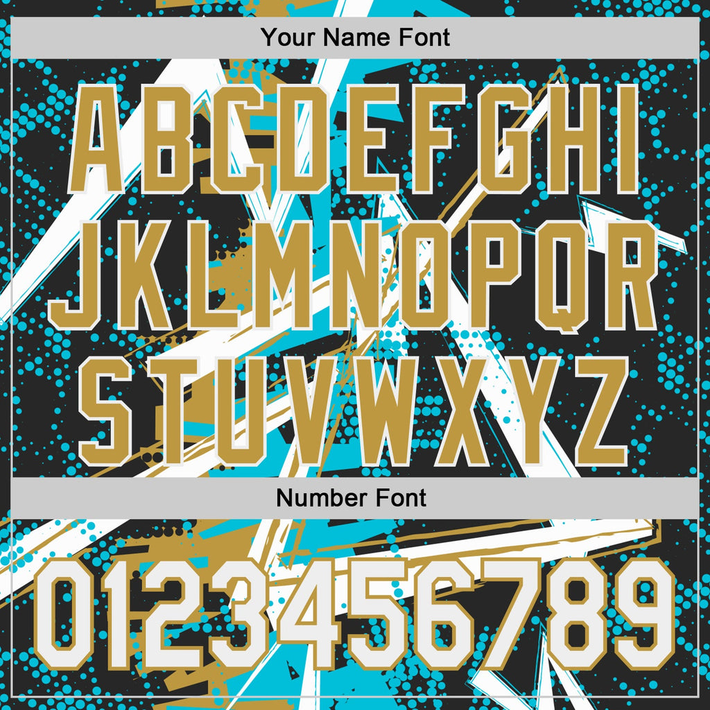 Custom Black White Lakes Blue-Old Gold Geometric Shards Dot Grid Authentic Baseball Jersey
