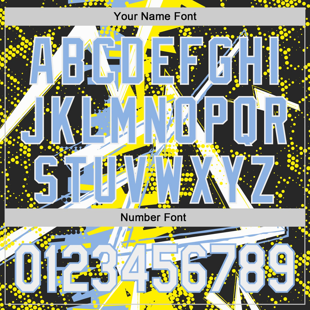 Custom Black White Light Yellow-Light Blue Geometric Shards Dot Grid Authentic Baseball Jersey
