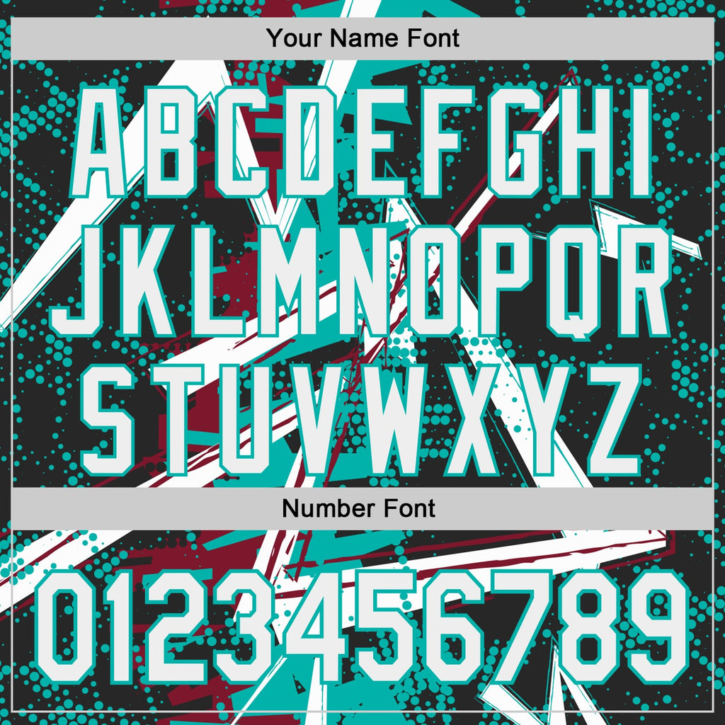 Custom Black White Crimson-Aqua Geometric Shards Dot Grid Authentic Baseball Jersey