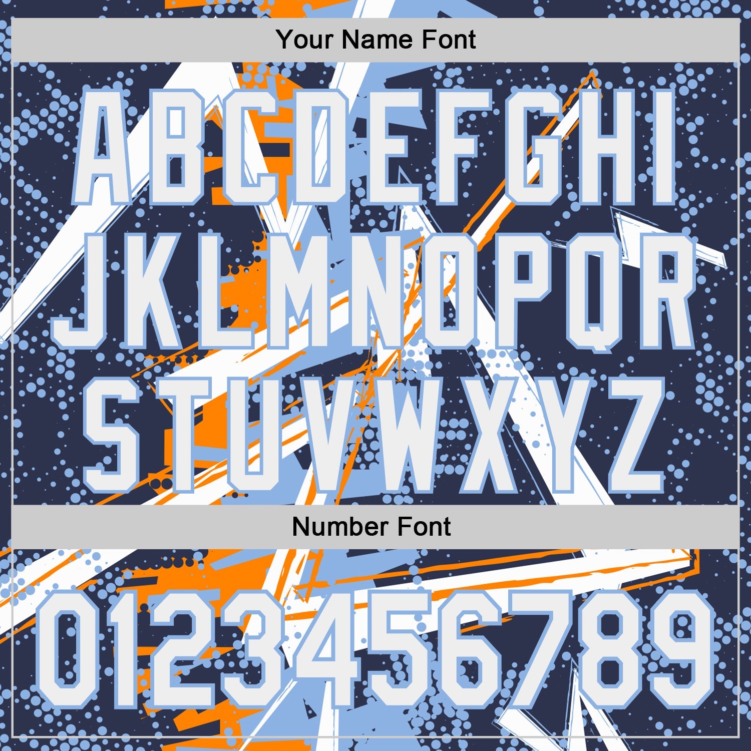 Custom Navy White Bay Orange-Light Blue Geometric Shards Dot Grid Authentic Baseball Jersey