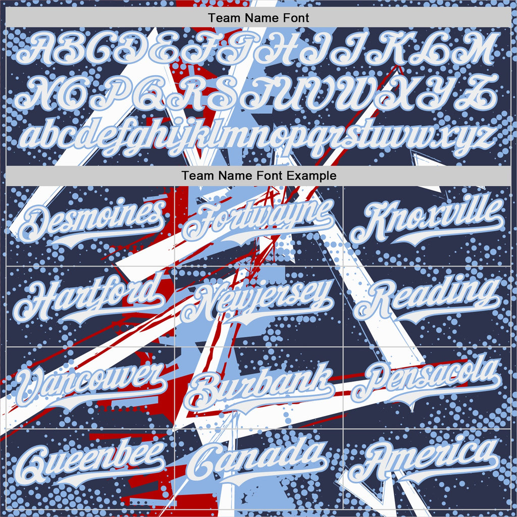 Custom Navy White Red-Light Blue Geometric Shards Dot Grid Authentic Baseball Jersey
