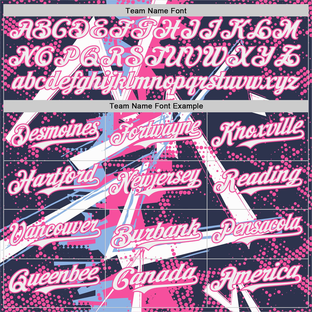 Custom Navy White Light Blue-Pink Geometric Shards Dot Grid Authentic Baseball Jersey