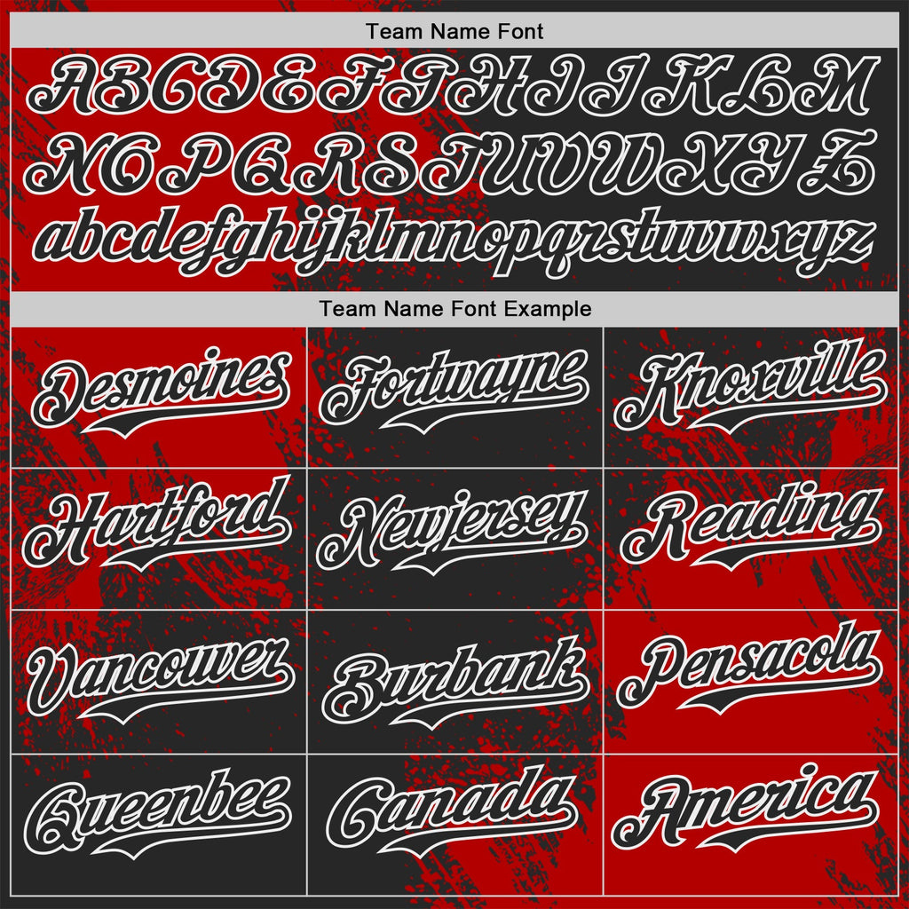 Custom Black Red-White Abstract Brush Stroke Authentic Baseball Jersey