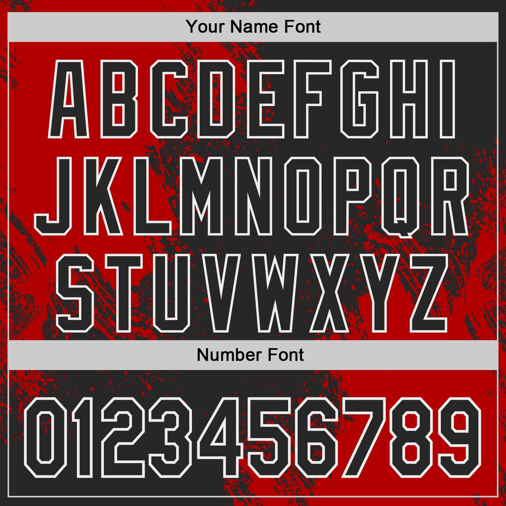 Custom Black Red-White Abstract Brush Stroke Authentic Baseball Jersey