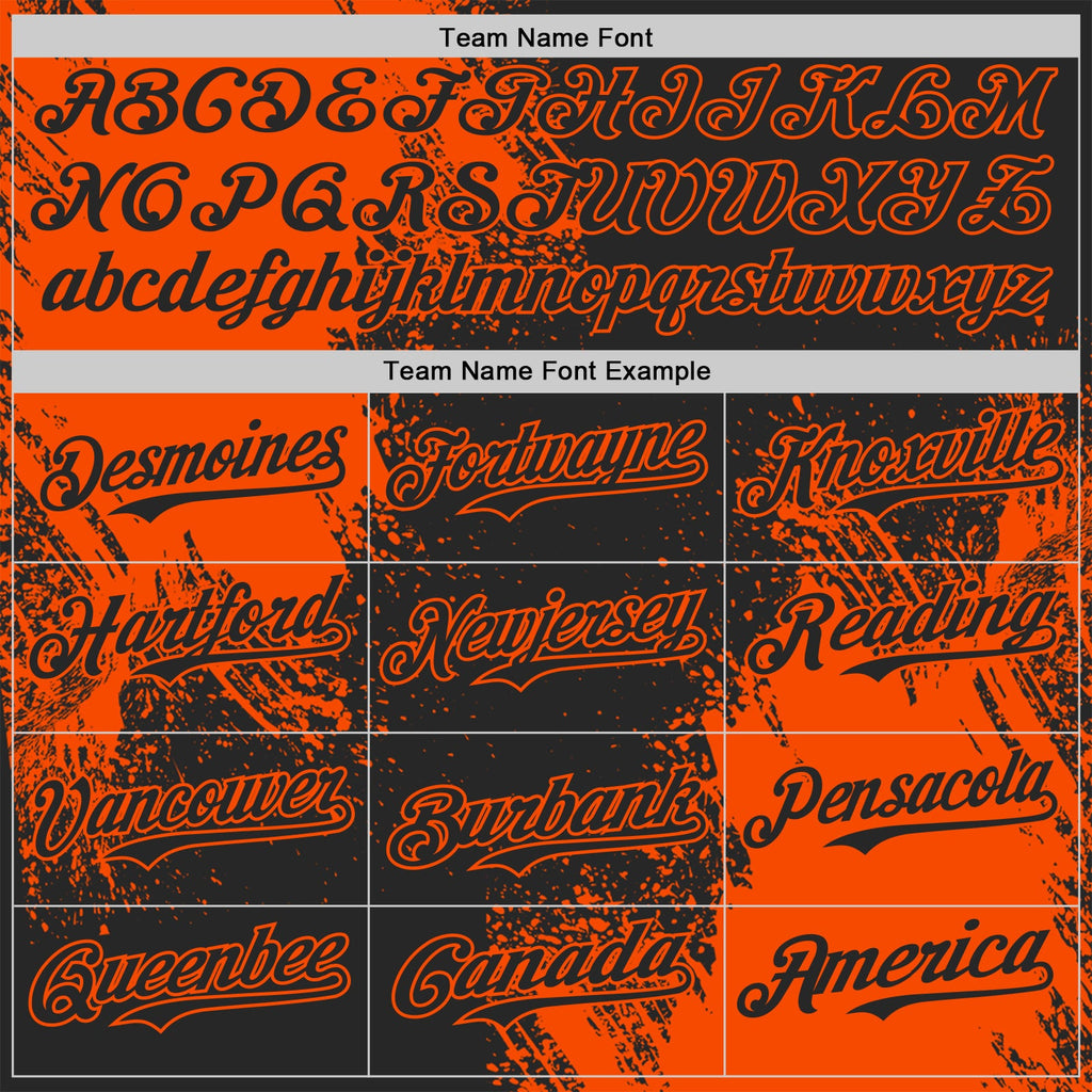 Custom Black-Orange Abstract Brush Stroke Authentic Baseball Jersey