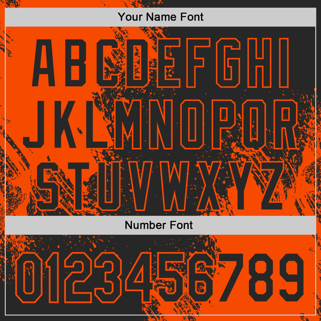 Custom Black-Orange Abstract Brush Stroke Authentic Baseball Jersey