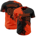 Custom Black-Orange Abstract Brush Stroke Authentic Baseball Jersey