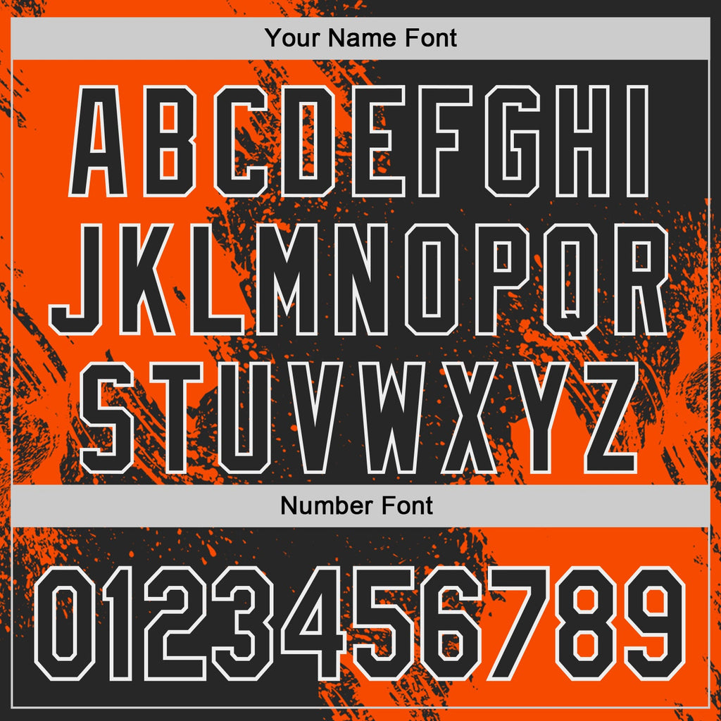 Custom Black Orange-White Abstract Brush Stroke Authentic Baseball Jersey