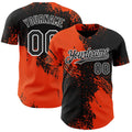 Custom Black Orange-White Abstract Brush Stroke Authentic Baseball Jersey