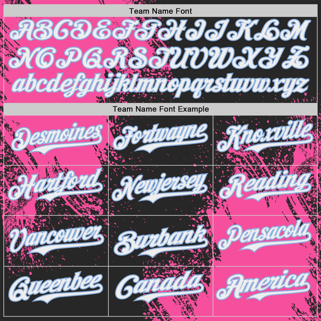 Custom Black White Pink-Light Blue Abstract Brush Stroke Authentic Baseball Jersey
