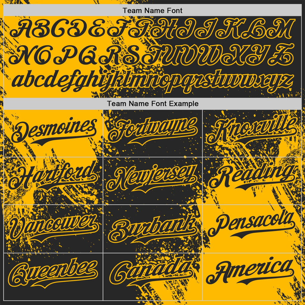 Custom Black-Gold Abstract Brush Stroke Authentic Baseball Jersey
