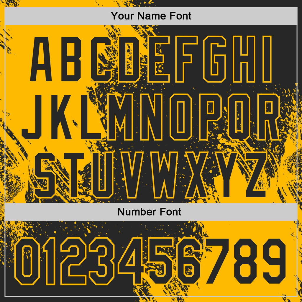 Custom Black-Gold Abstract Brush Stroke Authentic Baseball Jersey