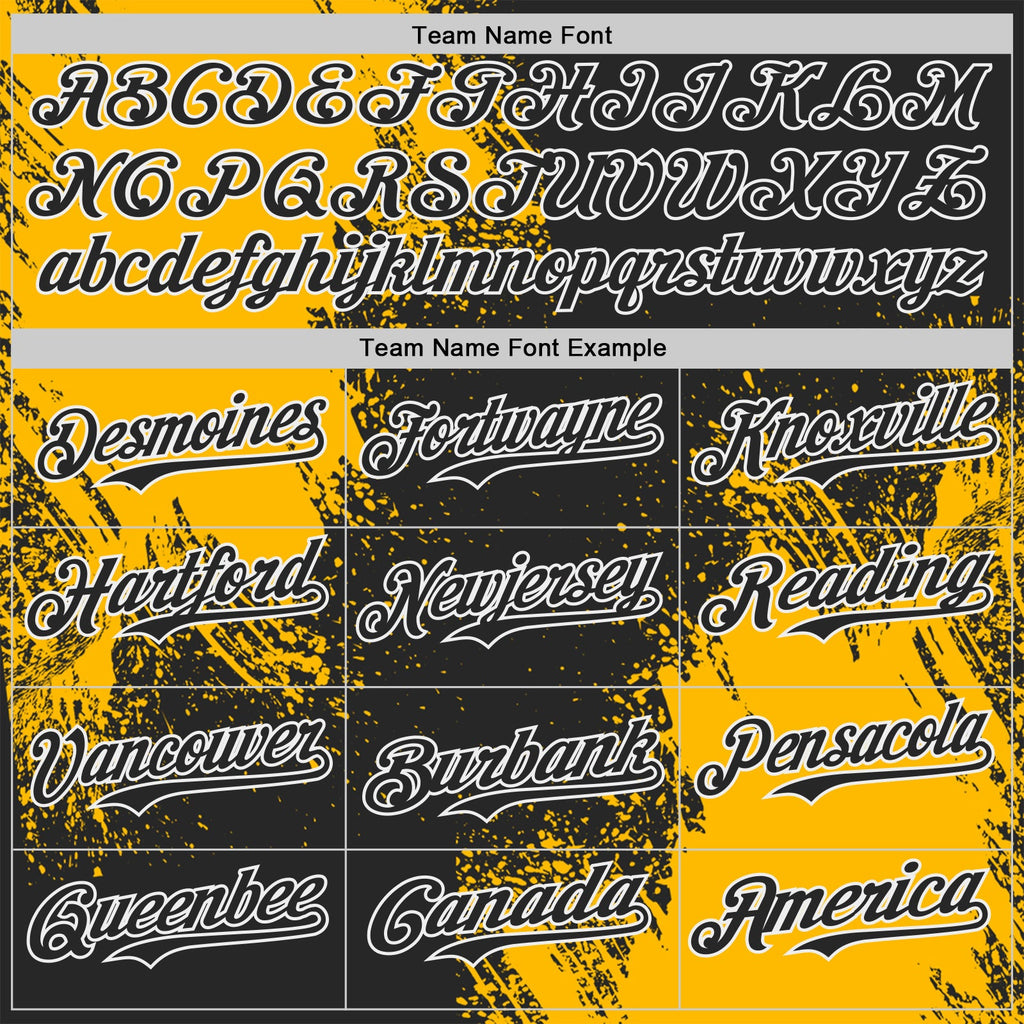 Custom Black Gold-White Abstract Brush Stroke Authentic Baseball Jersey