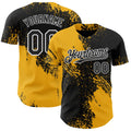 Custom Black Gold-White Abstract Brush Stroke Authentic Baseball Jersey