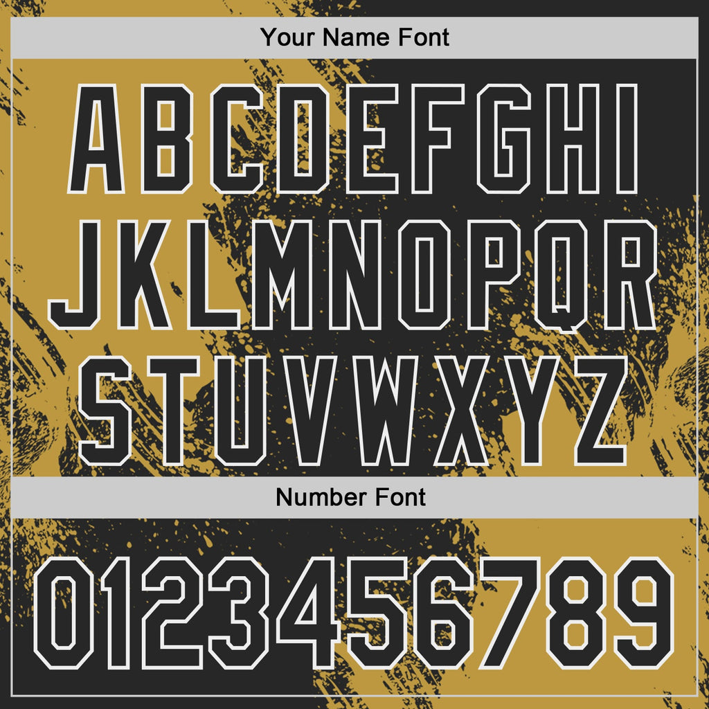 Custom Black Old Gold-White Abstract Brush Stroke Authentic Baseball Jersey