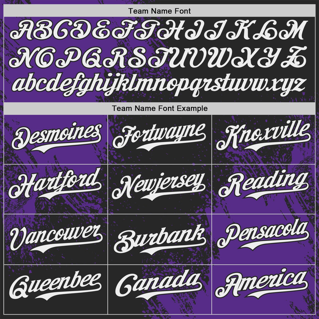 Custom Black White-Purple Abstract Brush Stroke Authentic Baseball Jersey